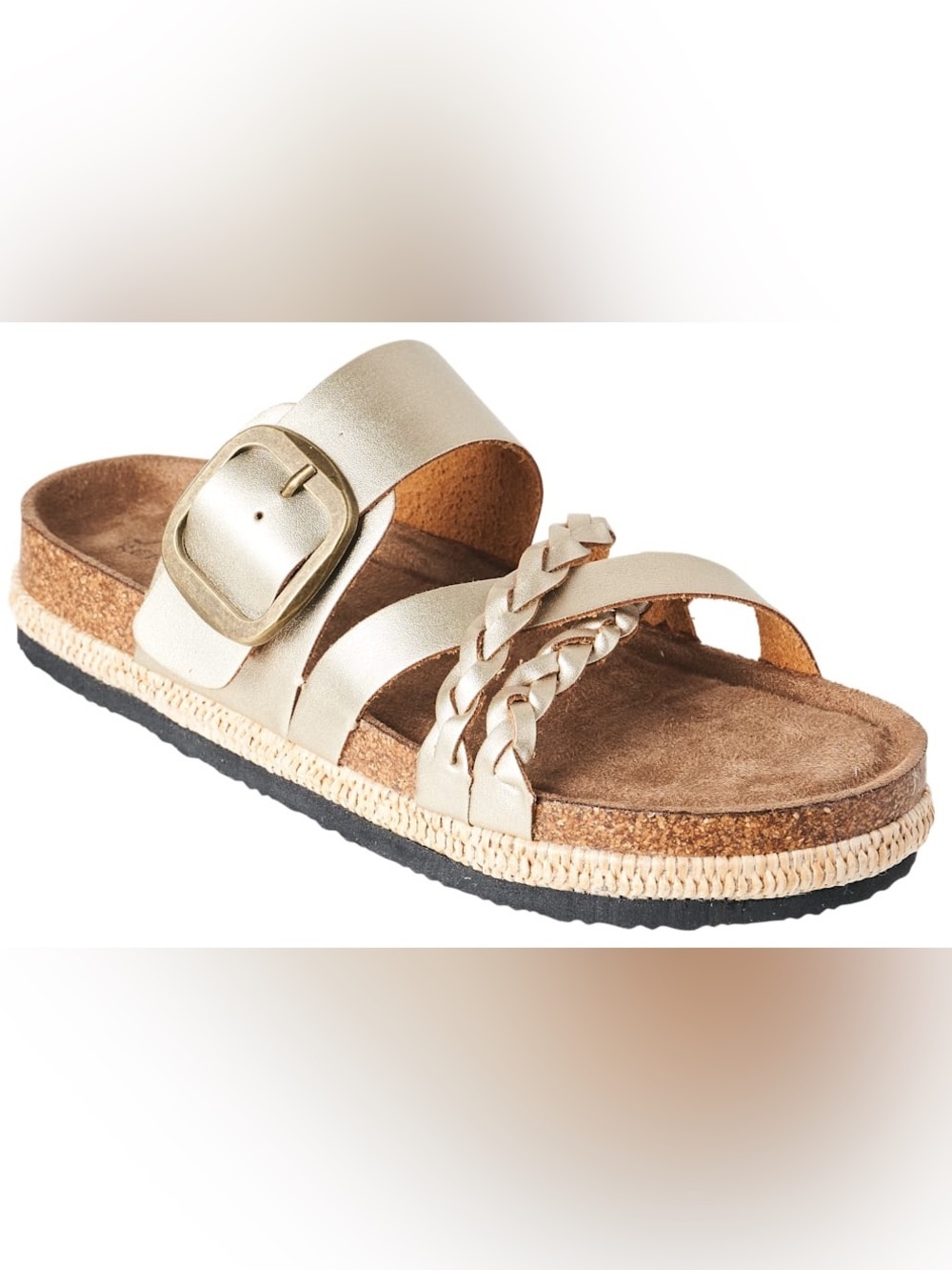 Braided Metallic Gold Slide Sandals by Natural Reflections Women’s Size 7 NWOT